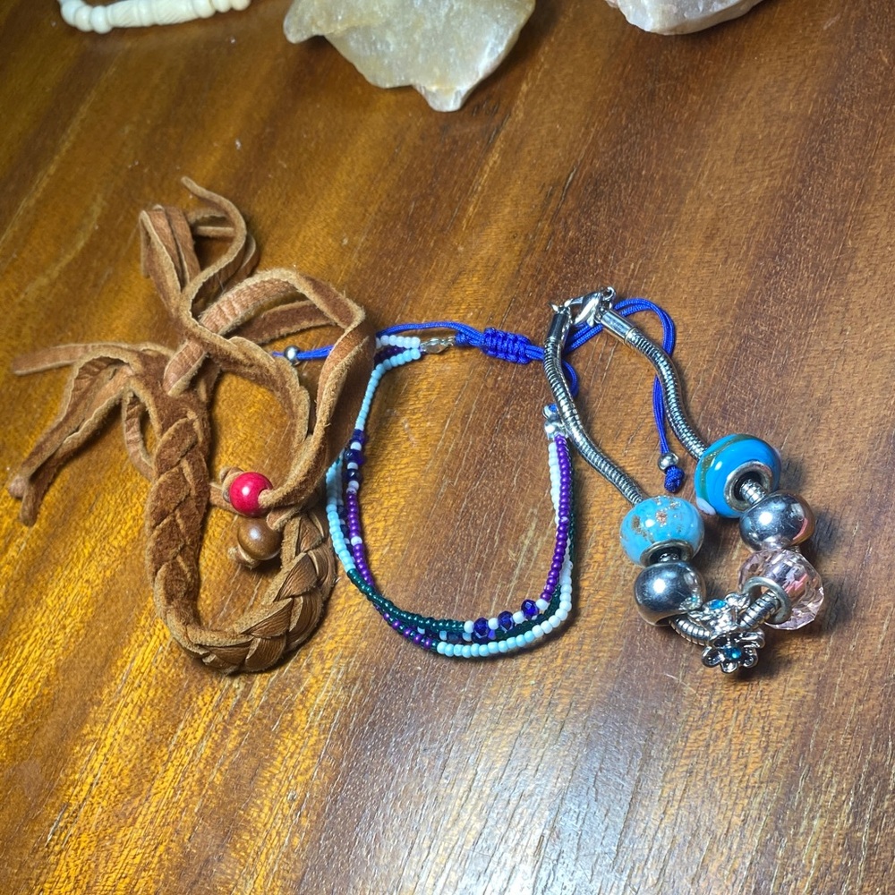 Bohemian Bracelet Set with Beads and Charms